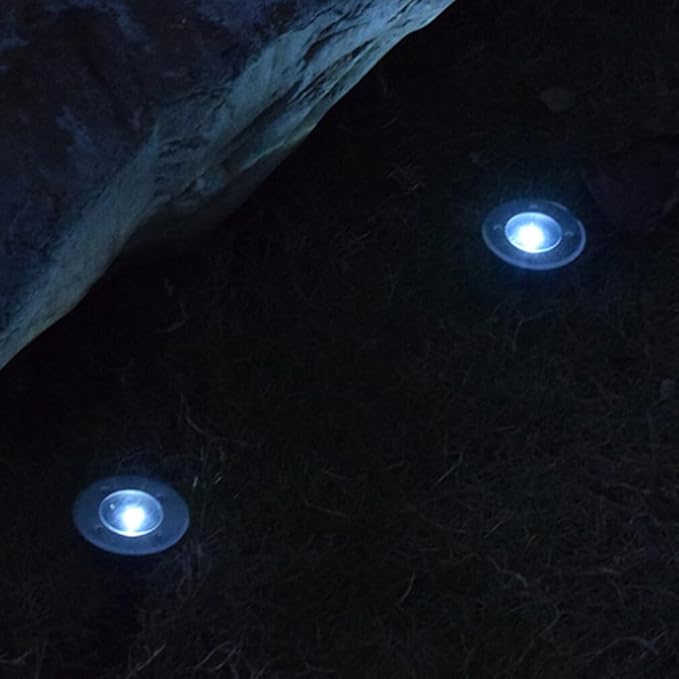 DOITOOL Flat Solar Lights Outdoor Pathway: 4PCS Lights Outdoor Waterproof Solar Ground Lights - Solar Disk Light | Lumora