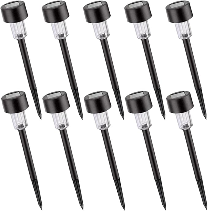 10pcs Waterproof Solar LED Garden Pathway Lights Outdoor White Plastic Landscape Ground Plug Lawn Lamp for Yard | Lumora