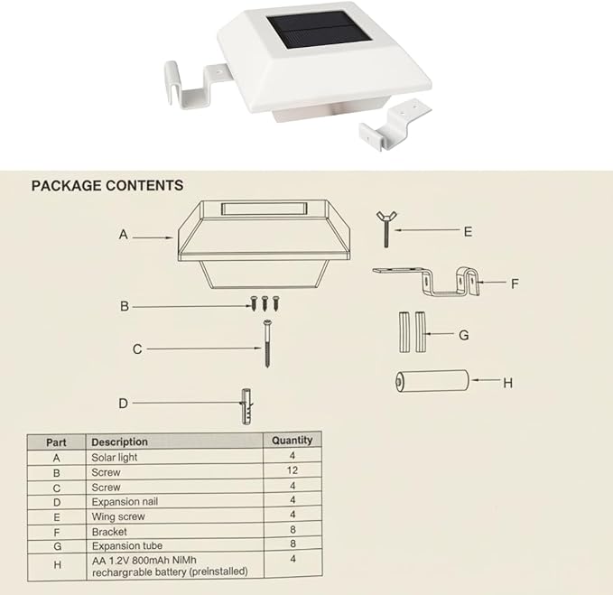 LYTIO NXT-40001 10 Lumens Integrated LED White Outdoor Solar Roof Gutter Light (4-Pack) | Lumora