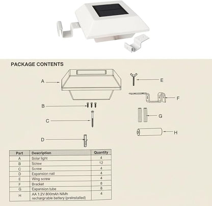 LYTIO NXT-40001 10 Lumens Integrated LED White Outdoor Solar Roof Gutter Light (4-Pack)