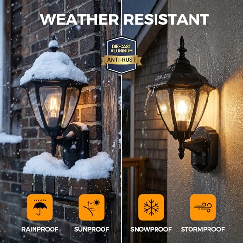 18.5"Large Outdoor Motion Sensor Porch Light Dusk to Dawn Wall Sconce Light