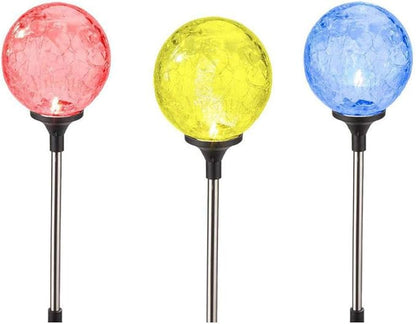Solar LED Lawn Light Color Changing Glass Ball Ground Plug Garden Path Landscape Lamp Solar Powered Outdoor Patio Lighting