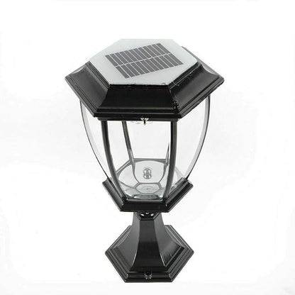 Solar Powered Outdoor Pillar Light Solar Landscape Pathway LED Lights Solar Post Light Waterproof Lantern Lamp for Fence Deck (Black x 2)