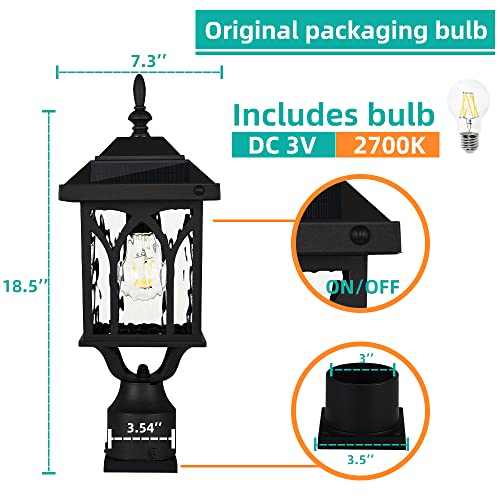 Dusk to Dawn Solar Lamp Post Light,18.5in, Matte Black