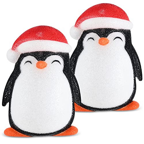Penguin Porch Outdoor Light Covers - Lantern Garage Christmas Decor 11" 2pc