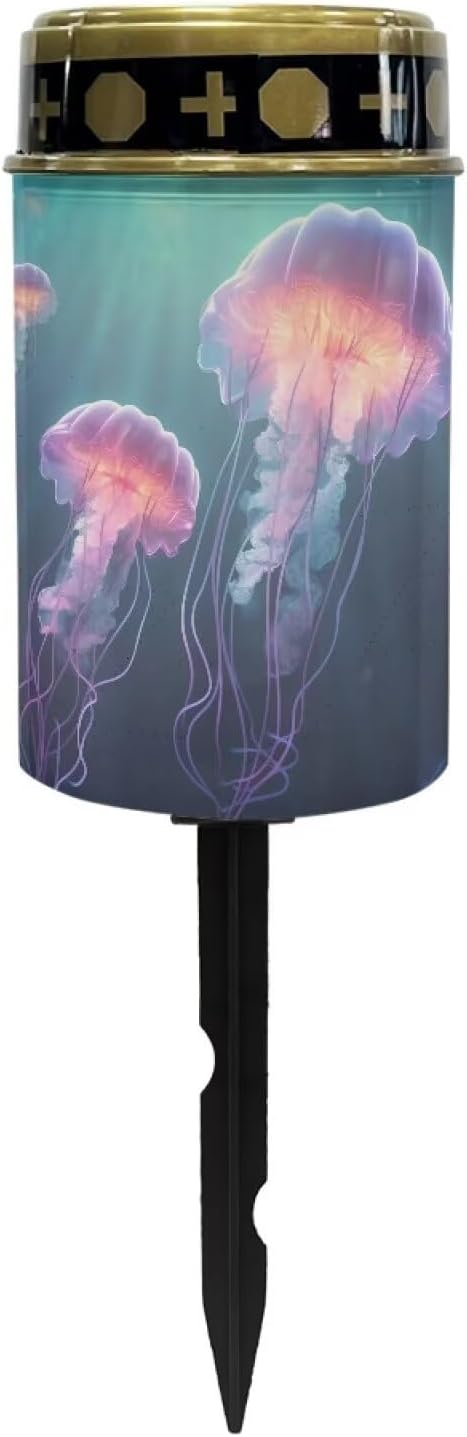 ZOUTAIRONG Solar Light for Cemetery Grave 4 Pack Solar Garden Lights Cemetery Solar Lights for Grave Solar Pathway Lights Outdoor Cemetery Solar Lights for Grave Solar Lights Medusa Jellyfish