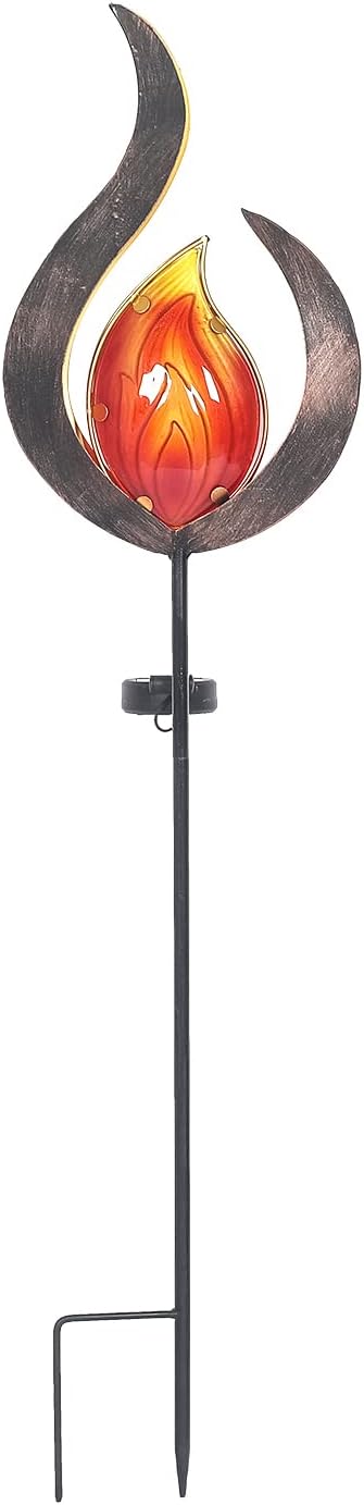 Adeco Solar Lights Outdoor Garden , 35.43 Inch Metal Stake Lights with Large Solar Panel,Waterproof LED Lights for Ground Patio Lawn Pathway Courtyard