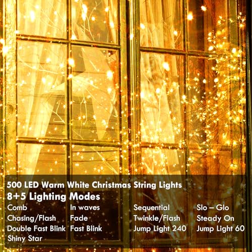 KAQ 500LED 180Ft String Lights, Christmas Lights Indoor Outdoor