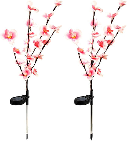 TOYANDONA 2pcs Floral Shape Solar Garden Stake Lights Waterproof Outdoor Landscape Pathway Lighting for Backyard Patio Lawn (Pink)