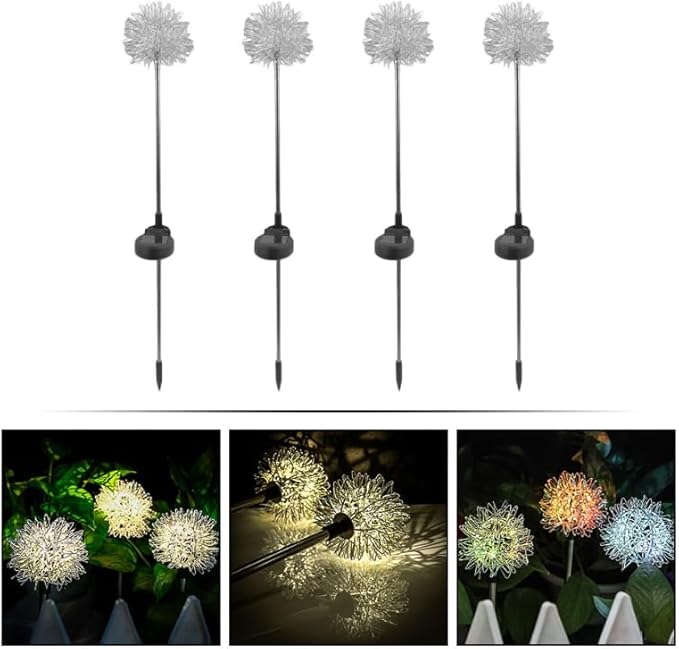 POPETPOP Dandelion Solar Garden Lights Led Decorative Outdoor Ground Stake Lighting for Lawn Pathway Yard No Wiring | Lumora