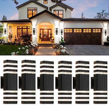 tewei 6-Pack Black Outdoor Light Fixtures, Modern LED Exterior Wall Lights