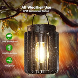 2 Pack Solar Lanterns Outdoor Waterproof, Retro Hanging Lantern, Black