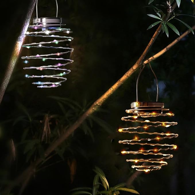 4 Pack Outdoor Solar Hanging Lantern Lights - Waterproof Solar Pineapple Light Outdoor for Garden,Yard Porch Lawn Backyard Landscape Pathway Patio Outside Gardening (Colored Light)