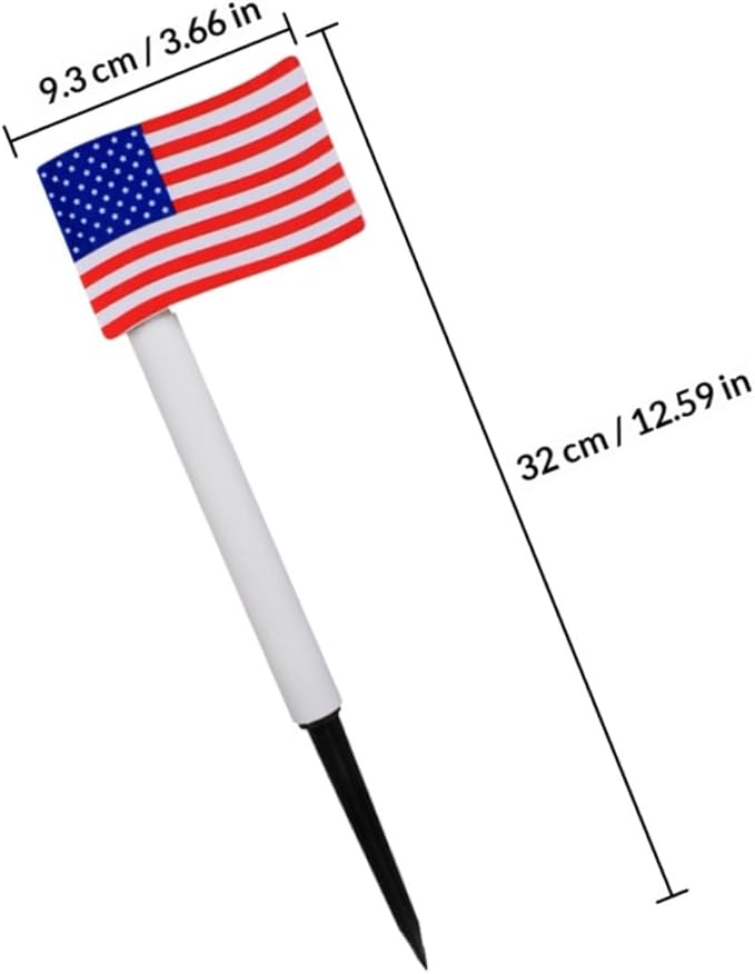 Solar Lawn Lamp American Flag LED Solar Garden Path Light Ground Insert Decorative Outdoor Landscape Lighting for Independence Day 2pcs Random Color