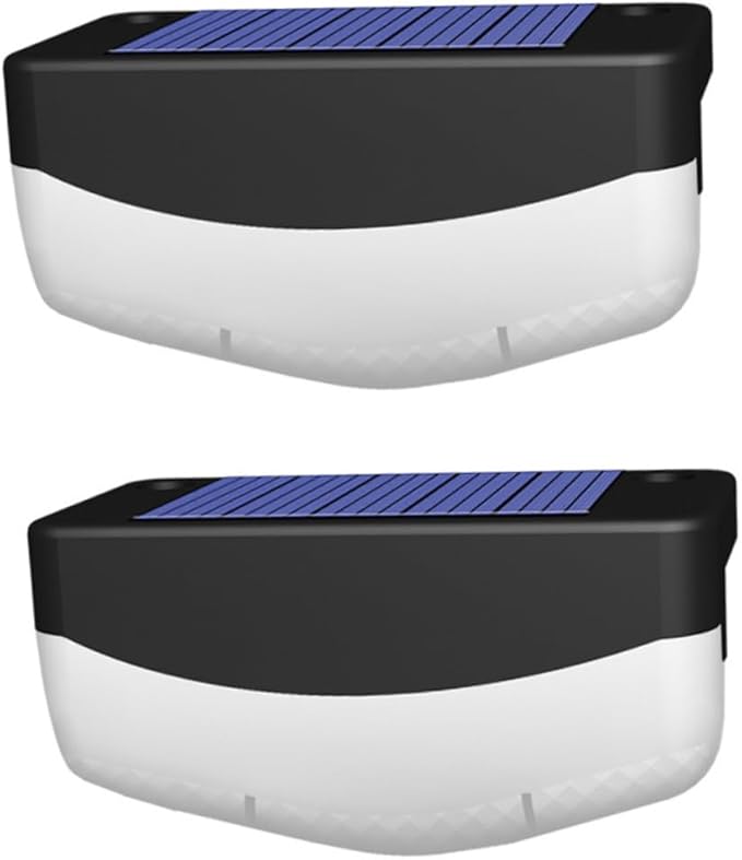 2pcs Solar Stair Lamps Outdoor Step Lights with High-Efficiency Panels for Garden Deck Fence Handrail Lighting