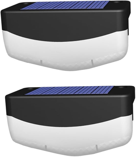 2pcs Solar Stair Lamps Outdoor Step Lights with High-Efficiency Panels for Garden Deck Fence Handrail Lighting