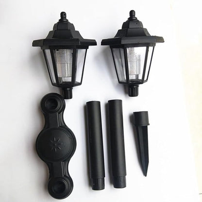Solar Dual-Head Hexagonal Garden Lawn Ground Plug Light, Waterproof Outdoor Solar Pathway Lamp for Yard Landscape Lighting