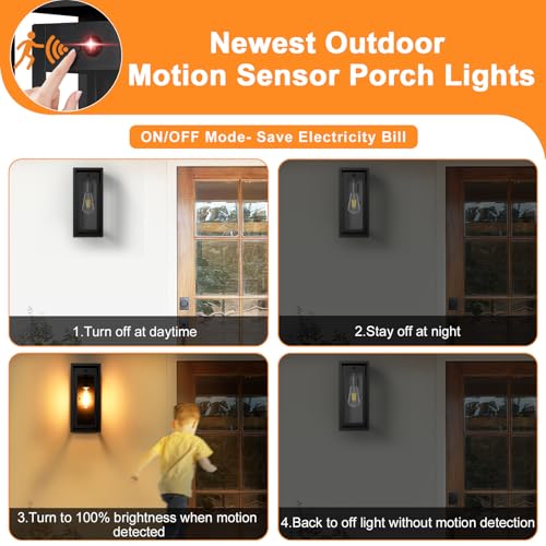 15" Motion Sensor Outdoor Wall Lights, Outdoor Sconces, 2 Pack
