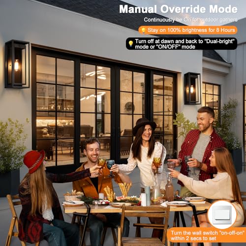 19" Motion Sensor Outdoor Wall Lights, 2 Pack Large Dusk to Dawn Outdoor Lights, 2 Lighting Modes Waterproof Anti-Rust Wall Sconces, Exterior Lighting Fixtures for Front Door, Porch, Garage