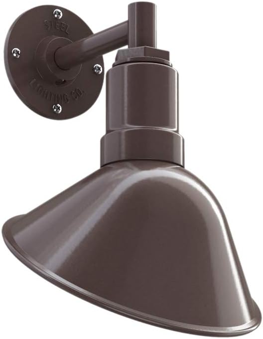 Steel Lighting Co. Venice Store Sign Light | for Outdoor Restaurant Accent Wall | 9 inch Dome | 6 inch Straight Arm | Farmhouse Warehouse Style Made in America | Dark Bronze Exterior/White Interior