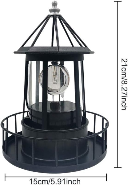 Solar Lighthouse Lamp, 360 Degree Rotating Lighthouse Light, Waterproof LED Solar Garden Landscape Lights for Lawn Patio Pond Yard Outdoor Decor