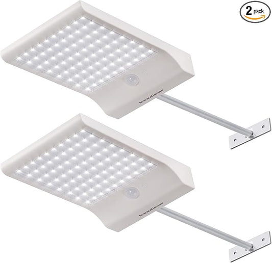 InnoGear Solar Gutter Lights Outdoor, 80 LED Wall Mount Lighting with Motion Sensor 4 Working Modes IP65 Waterproof 450 Lumens for Front Door Yard Garage, Pack of 2
