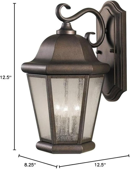 Feiss OL5902CB Martinsville Outdoor Patio Wall Lantern, 3-Light, 180watts, Bronze (10"W by 17"H)