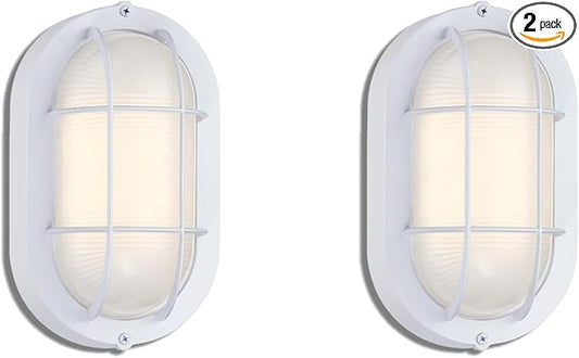 WISBEAM 2 Pack LED Bulkhead Light, Outdoor LED Wall Light for House, Dimmable, 6W Replace 60W, 450 Lumen 3000K Daylight White 80CRI, Waterproof, ETL Rated