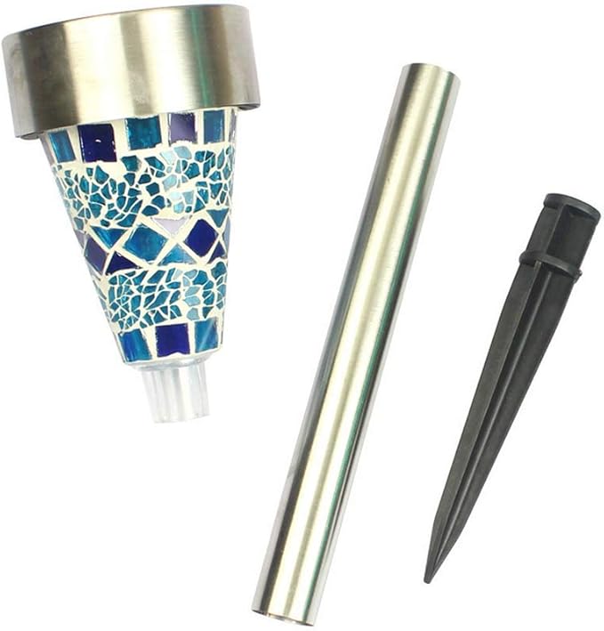 Solar Lights 3 Pack,Solar Garden Lights Solar Path Lights Stainless Steel Solar Glass Mosaic Stake Light for Garden Path Lawn Outdoor Patio Driveway