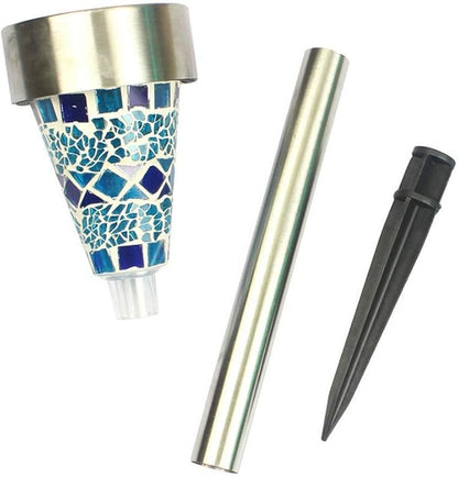 Solar Lights 3 Pack,Solar Garden Lights Solar Path Lights Stainless Steel Solar Glass Mosaic Stake Light for Garden Path Lawn Outdoor Patio Driveway