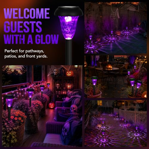 GIGALUMI Solar Halloween Lights Outdoor Waterproof Pathway Lights, 12 Pack