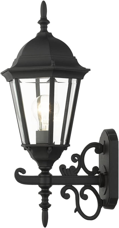 Livex Lighting 7556-14 Outdoor Wall Lantern with Clear Beveled Glass Shades, 20" x 8" x 20", Black