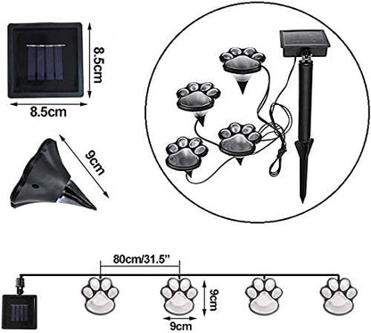 Elnsivo Paw Print Solar Outdoor Lights, Solar Lights Outdoor Waterproof Dog Paw Light (Set of 4), Cat Puppy Animal Garden Light Path Lamp Walkway Lighting for Patio,Yard, Any Pet Lover (White paw)
