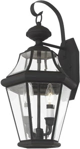 Livex Lighting 2261-02 Outdoor Wall Lantern with Clear Beveled Glass Shades, Polished Brass | Lumora