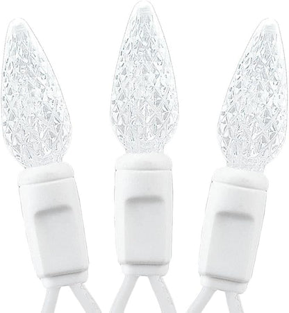 Novelty Lights 24FT 70 LED C6 Christmas String Lights, Outdoor Commercial Grade Tree Decorations, Permanent LED String Lights (Pure White)