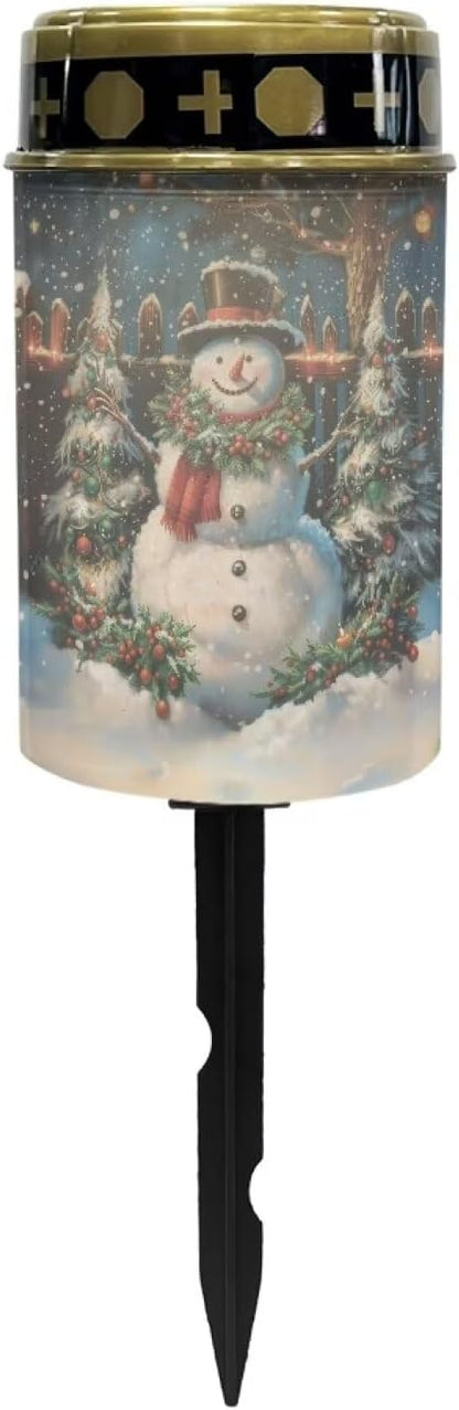 Christmas Snowman Tree Solar Garden Lights Outdoor, Cross Solar Lights Outdoor Waterproof Solar Powered Lights for Outside Patio Yard Pathway