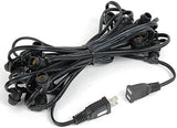 Novelty Lights 25 Feet Heavy Duty Light String with 25 in-Line E12 Sockets, Black - Outdoor Security Flood Light | Lumora