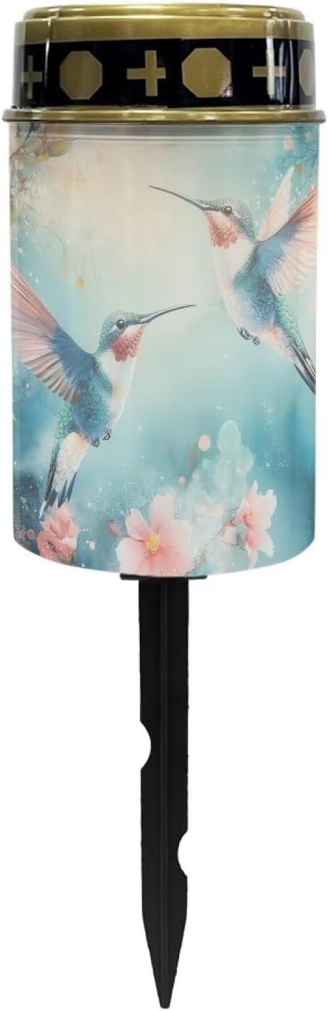 Teal Hummingbirds Solar Garden Lights for Cemetery Solar Lights Outdoor Garden, Eternal Lights for Cemetery Grave Decorations