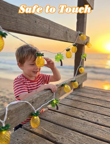 Oviejo 8.5FT Tiki Bar String Lights,10 LED Palm Tree Pineapple Decorations Lights,Connectable Summer Fairy Lights for Tiki Bar,Patio,Garden & Party Decor