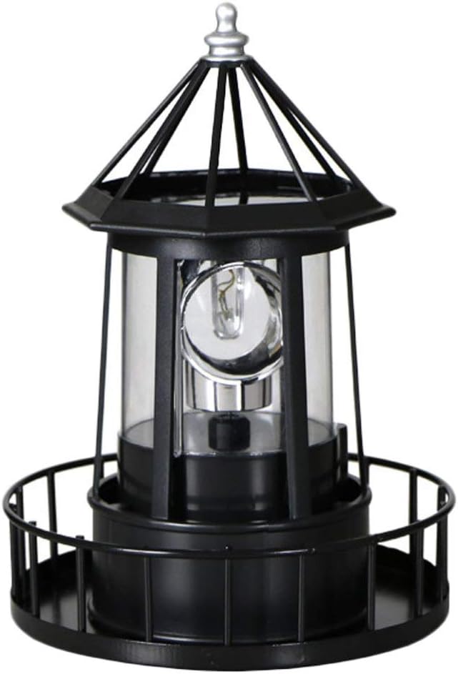 Cabilock Solar Lighthouse Rotating Outdoor Beacon Light 8.3 Inch Waterproof Landscape Lighting for Garden Patio Yard Decor