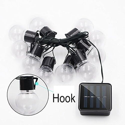 2 Pack - Solar Powered String Lights with Hanging Sockets, 20 Big Edison Bulbs Weatherproof Solar Decoration Lights for Patios, Parties, Weddings, Backyards, Porches (Solar Powered, WarmWhite-2Pcs)