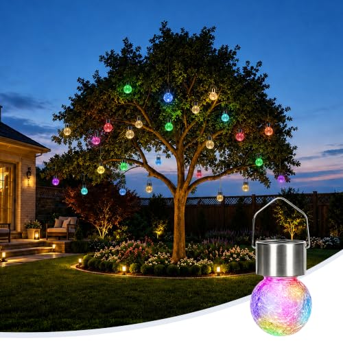 GIGALUMI Solar Hanging Lights Outside Solar Christmas Decoration Light 24Pc