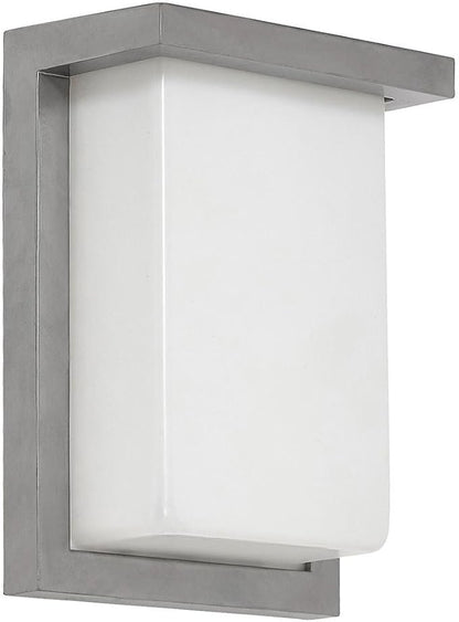 Hamilton Hills 8 Inch Silver Squared Flush Mount Outdoor Light Fixture | Modern Front Door Exterior Light 3000K Frosted Lens Wall Sconce | Outside LED Porch Lights with Brushed Nickel Finish