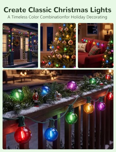 25FT G40 LED Multicolor Outdoor String Lights, 25 Shatterproof Globe Bulbs