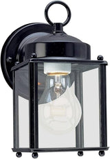 Sea Gull Lighting 8592-12 New Castle One-Light Outdoor Wall Lantern with Clear Glass Panels, Black Finish | Lumora