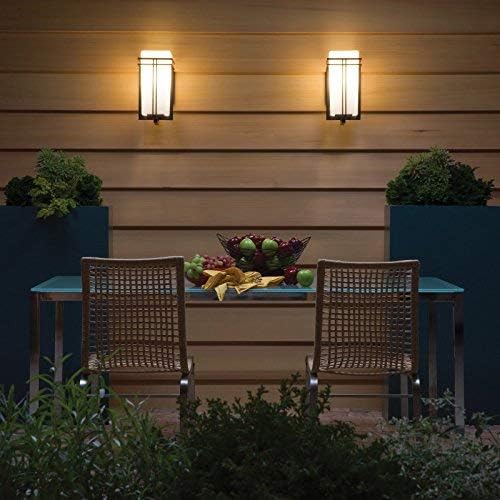 Kichler Tremillo 20.25" Outdoor Wall Sconce Light in Black, Exterior 1-Light Fixture with Satin Etched Cased Opal | Lumora