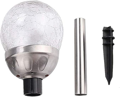 Solar Round LED Garden Lights, Modern Outdoor Pathway Lights, Color Changing White, 2.17x2.17x14.17 inches (5.5x5.5x36 cm), Silver