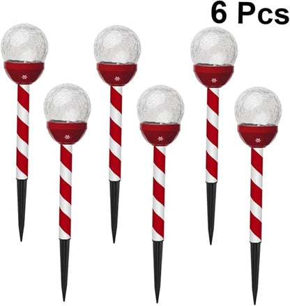 Solar Panel Lights for Christmas 6 Pack Cracked Glass Led Lights Garden Pathway Decorations
