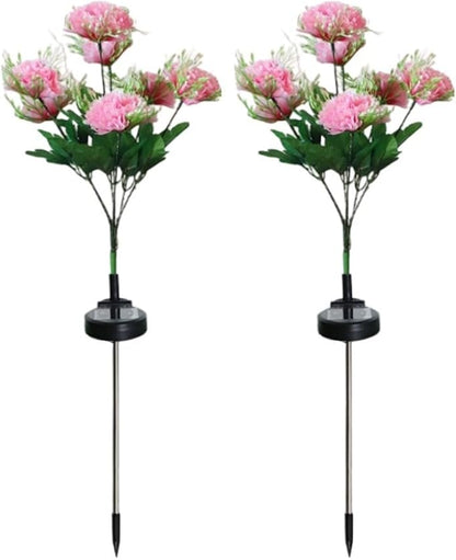 2 Pack Solar Garden Lights IP65 Waterproof LED Stakes 70cm Outdoor Decorative Lighting for Patio Path Lawn Balcony Fence(Pink)