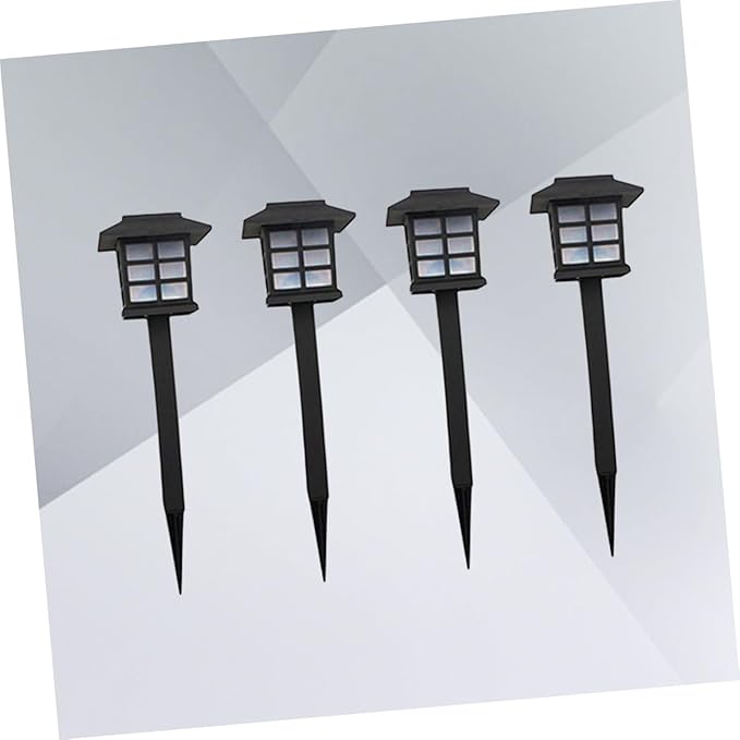 4 Pcs Solar Pathway Lights Warm Outdoor LED Garden Landscape Lighting for Walkway Lawn Patio Driveway Easy Installation Black
